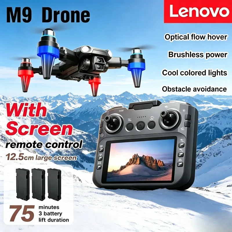 

Lenovo 5G GPS M9 Drone, Foldable Brushless Motor, 4K HD Dual Camera Photography, RC Hovering Professional Quadcopter Drones Toy