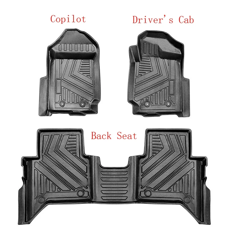 TPE 3D Waterproof Non-Slip Rubber Floor Mats 4x4 Pickup Truck Fitment 2012-2022