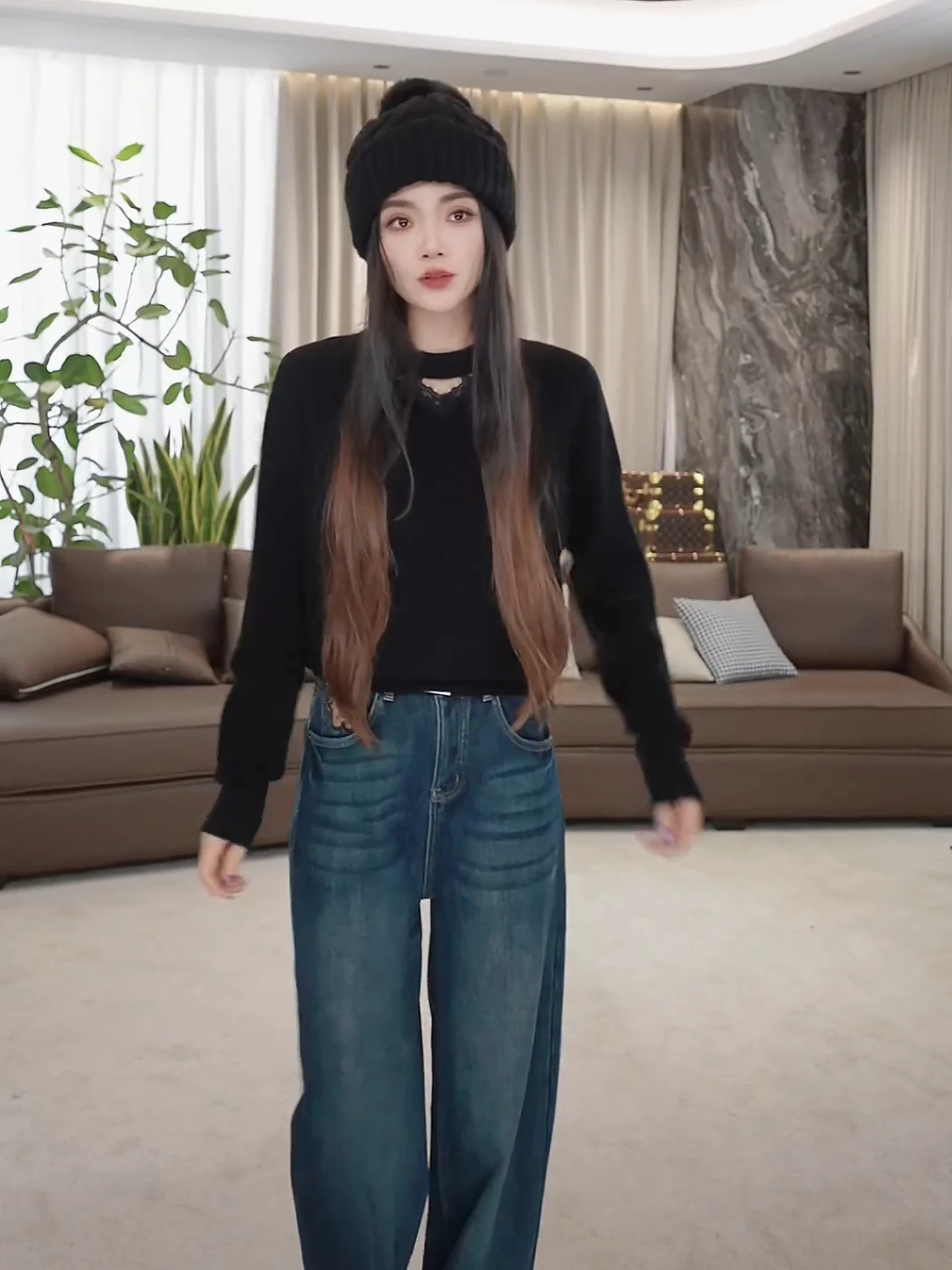 

Женский кружевной ажурный вязаный свитер Ele, модная зимняя кофта, новинка 2025 года, повседневный комфортный крой