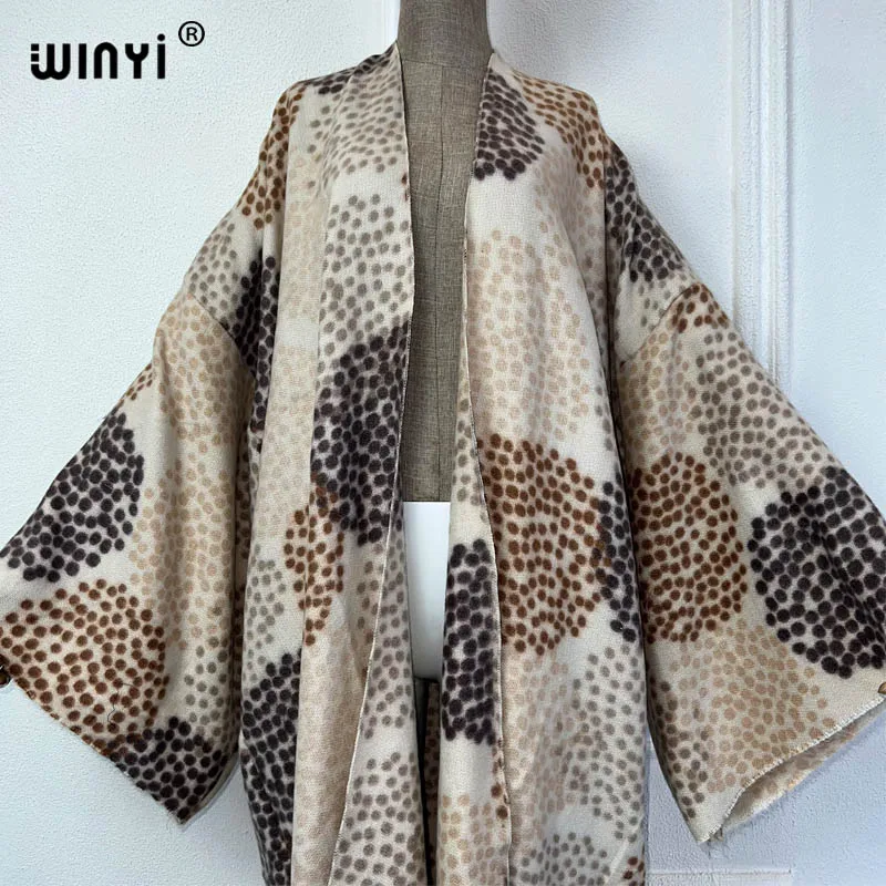 NEW 2024 WINYI winter coat Africa women print Warm Long Sleeve loose Fashion Street Coat sweater Women Knitted Female Cardigan