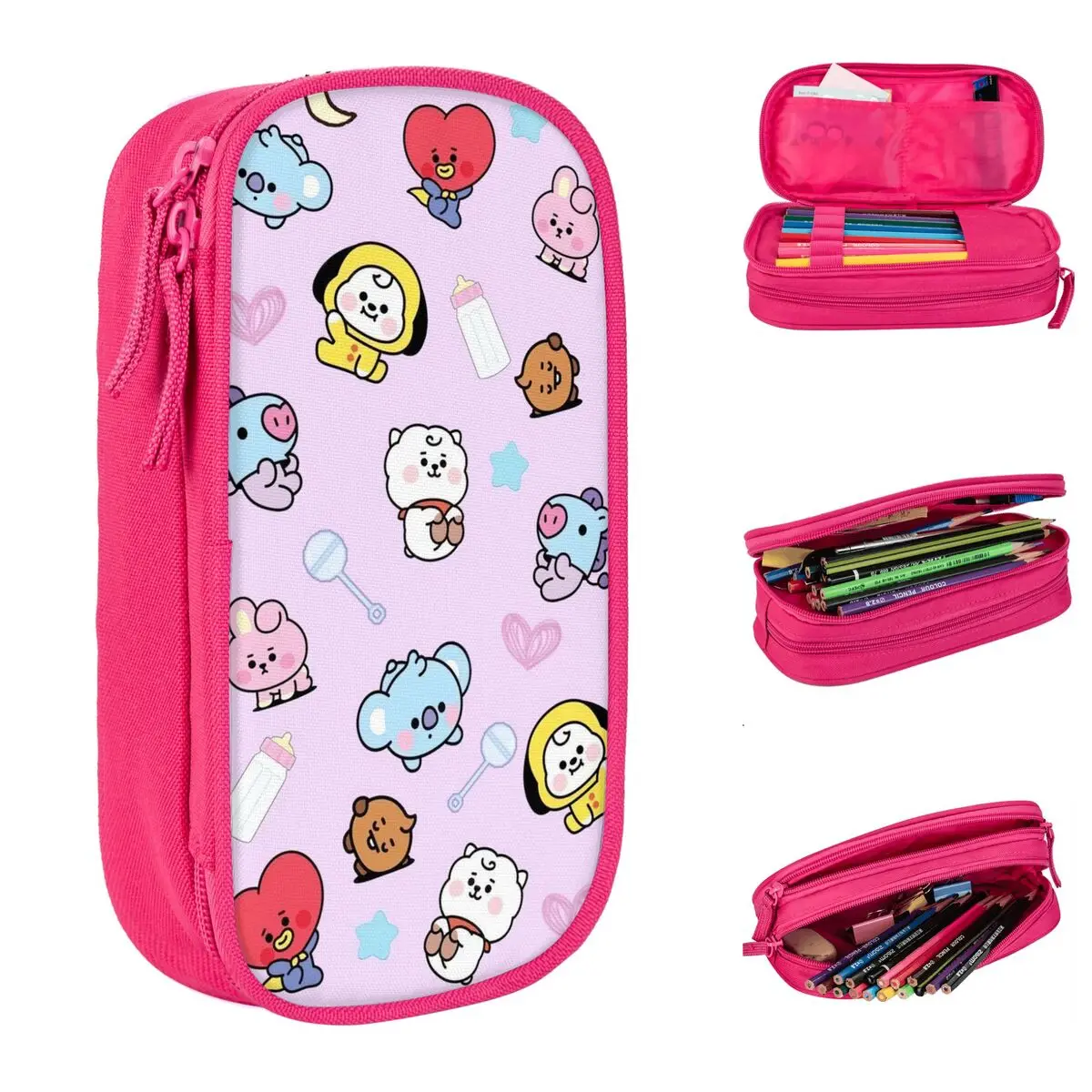 k pop lapis dos desenhos animados caixa de caneta para meninas e meninos bolsa de grande capacidade para estudantes papelaria kawaii presente escolar 01