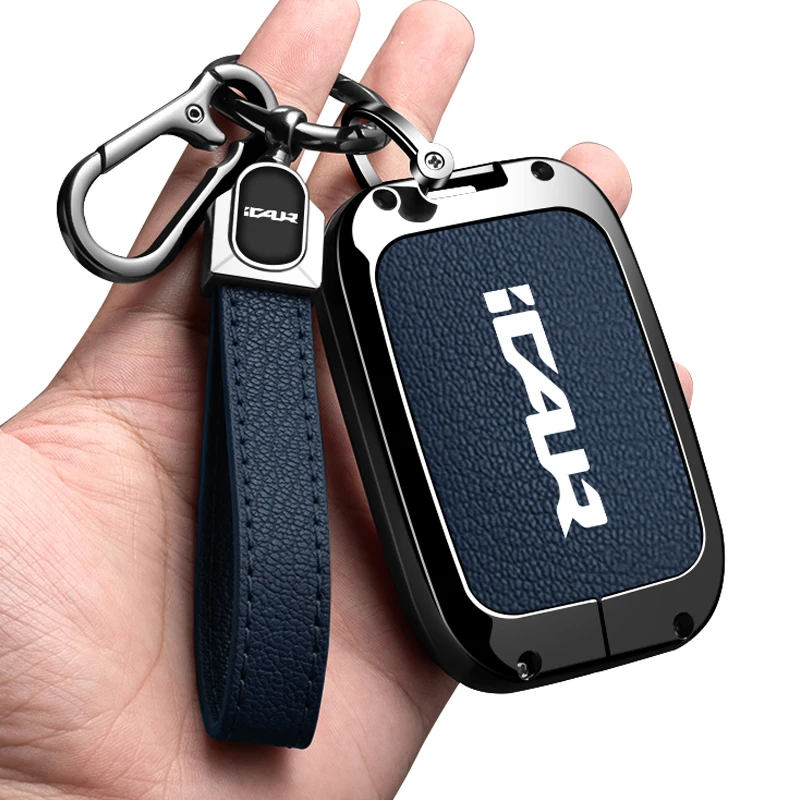 

Metal Car Key Case for Chery Icar V27 Accessories REEV 2026 Car-Styling Keychain Remote Cover Shell Housing Ring Holder Fob