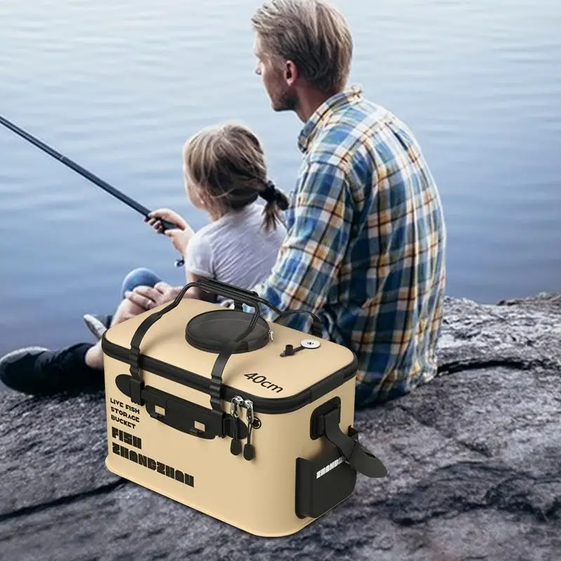 Fishing Bucket Live Bait Bucket With Aeration Hole Folding Live Fish Bucket Fishing Bag For Outdoor Traveling Hiking Fishing