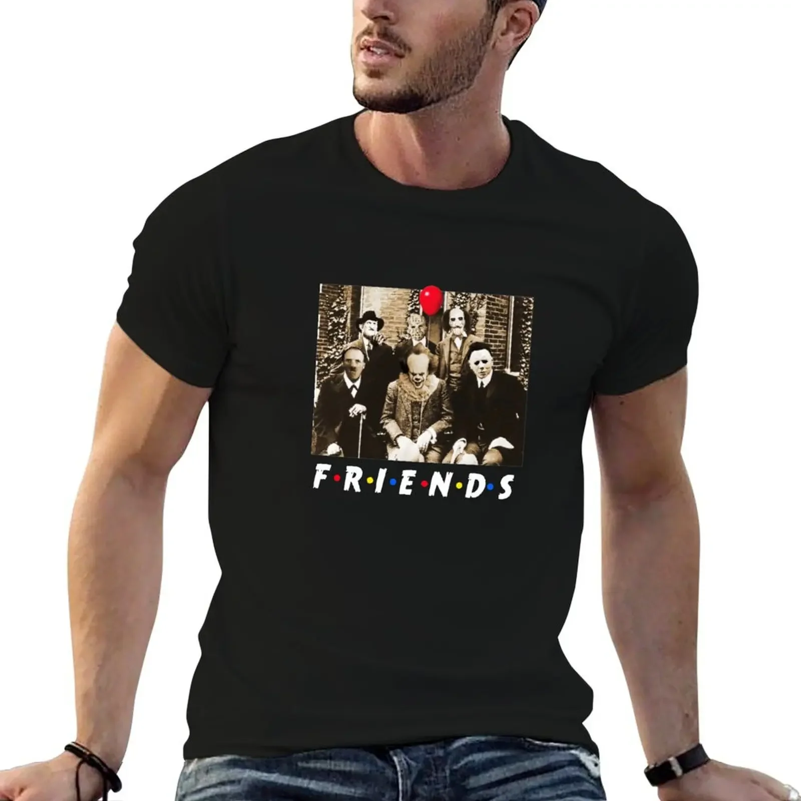 

Friends Halloween Horror Team Scary Movies Costume T-Shirt new edition anime clothes mens designer t shirt