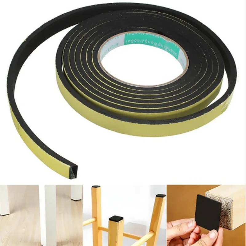 5M Rubber Self Adhesive Sponge Seal Strip Width 5-30mm Thick 3mm Single Sided Adhesive EVA Black Foam Anti-collision Seal Gasket