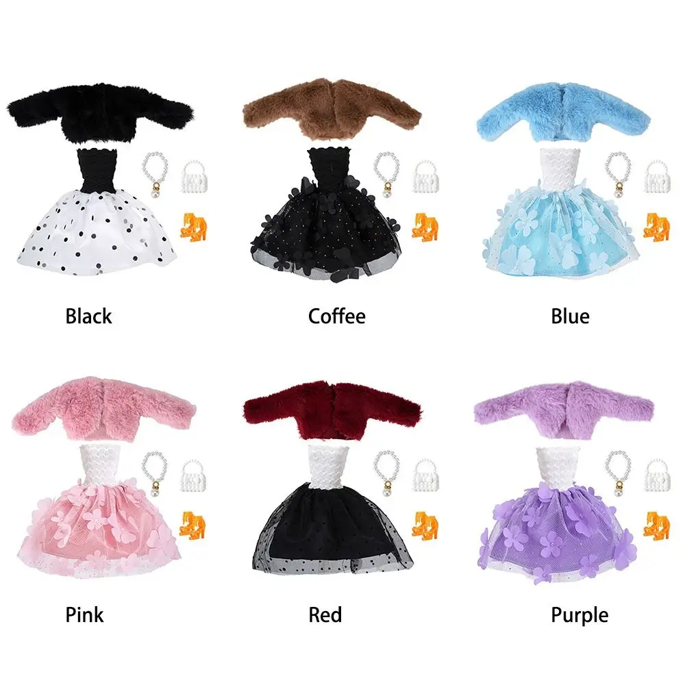 1/6 /30CM/11" Doll Clothes Multicolor Doll Accessories Doll Overcoat Dress Set Gauze Flower Dress Changing Dress Game