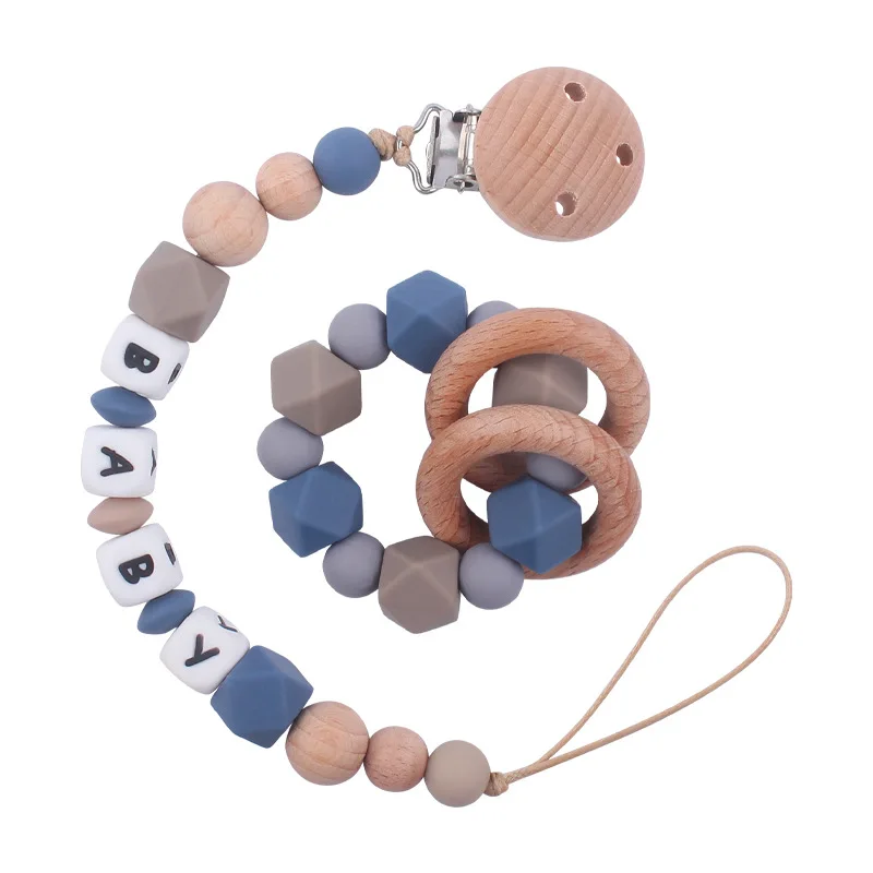 2ps Custom Baby Pacifier Clip Personalized Name Silicone Letter Dummy Holder Nipples Chains Infant Feeding Bracelet Teething Toy view 6