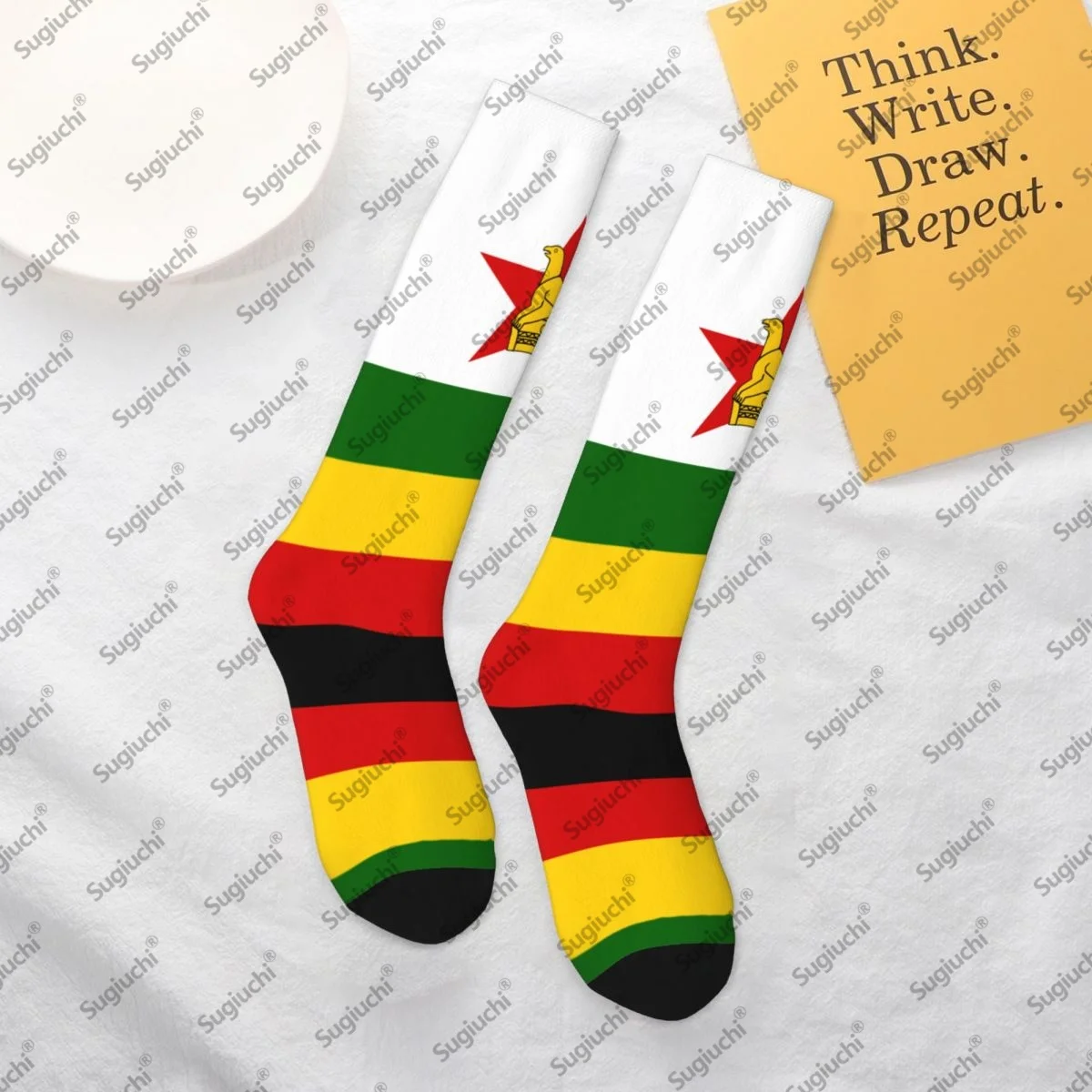 

2025 г., полиэстеровые носки с 3D принтом в виде прапора Зимбабве, мужские и женские повседневные носки унисекс Kawaii высокого качества, уличные носки для скейтборда