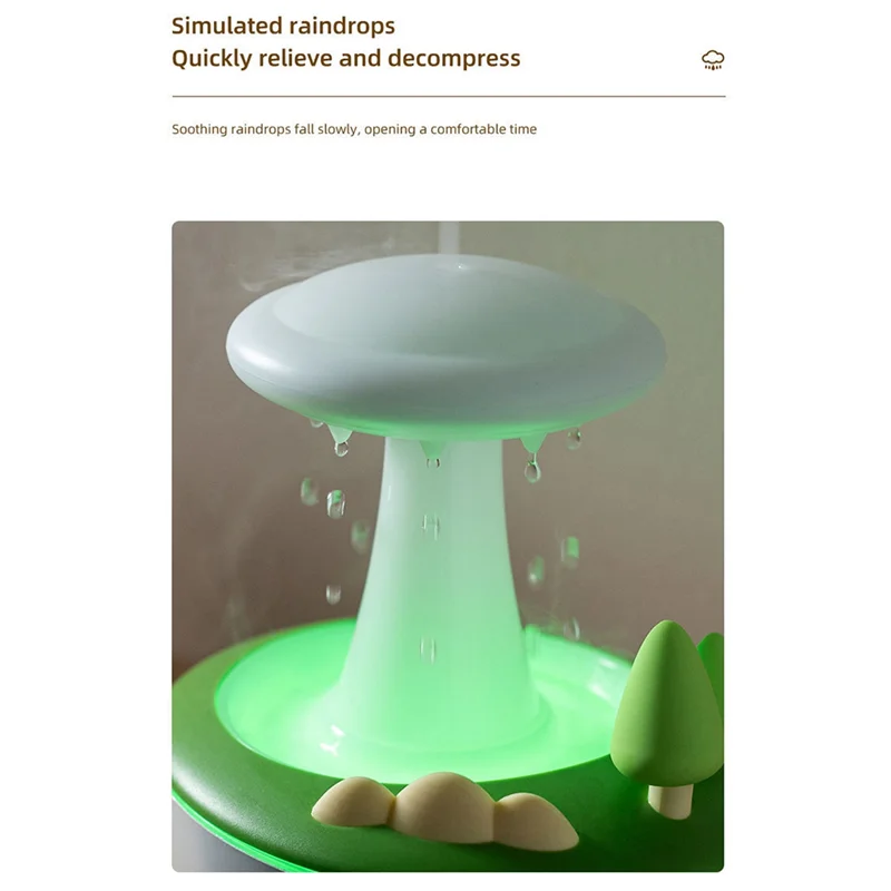 

A26F-диффузор масла в виде гриба с пультом дистанционного управления и таймером, увлажнитель дождевого облака, капельная вода, лампа-водопад для спальни, забавный подарок