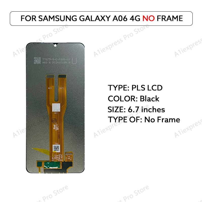 6.7 "PLS LCD Voor Samsung Galaxy A06 4G A065 Lcd Touch Screen Digitizer Vergadering A065F A065M LCD met Frame Reparatie Onderdelen