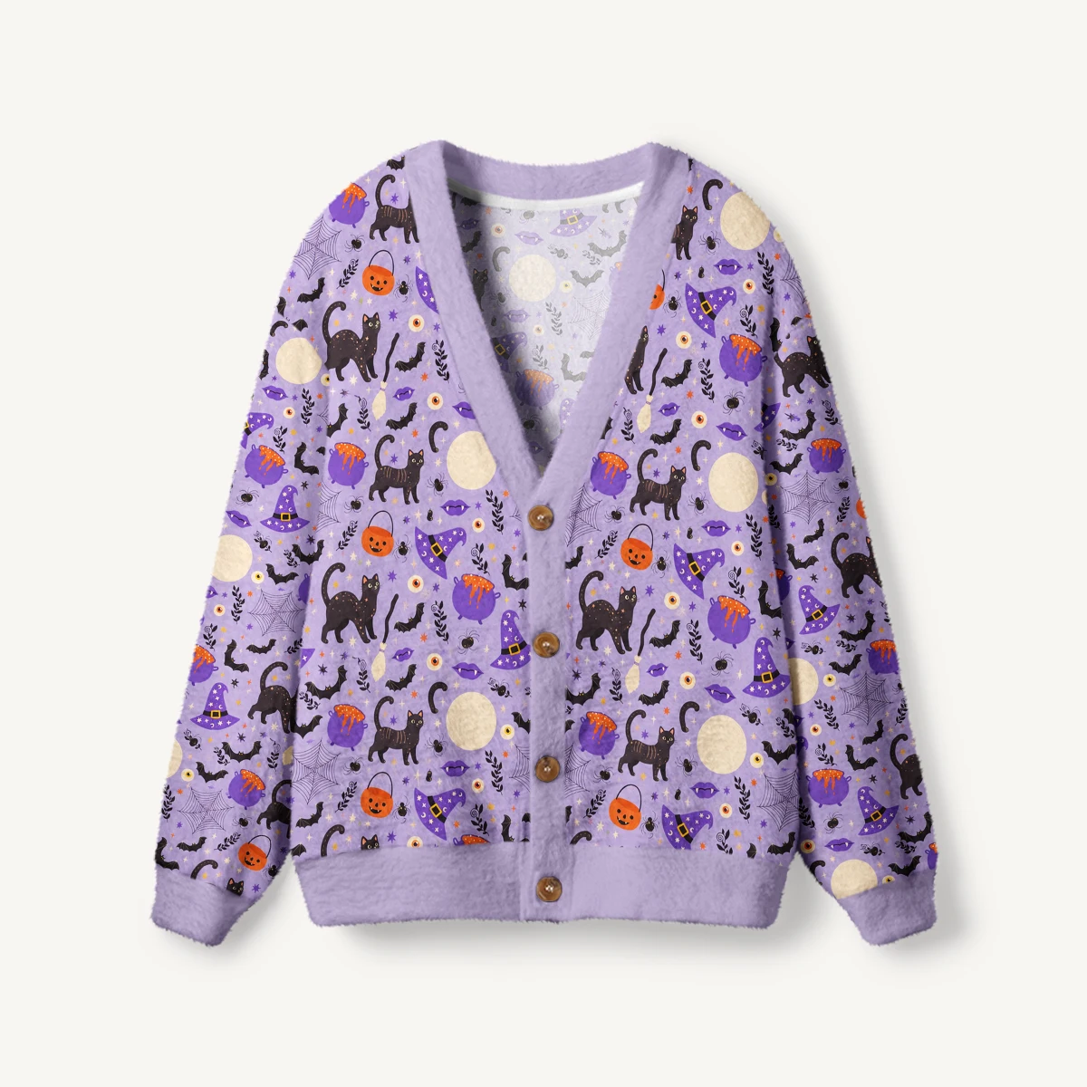 Fairy Tale Mushroom Frog Witch Garden Print Ugly Cardigan Sweater 3D-printed-4