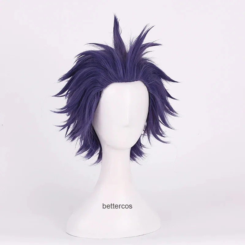 NewHitoshi Shinso Cosplay Wigs Short Dark Purple Heat Resistant Synthetic Hair + Wig Cap2025