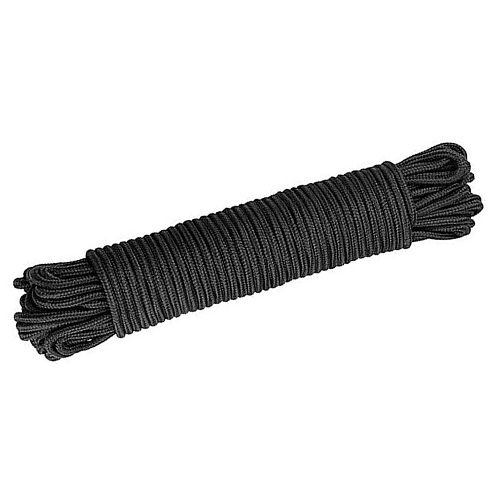 

1 Pc 30M Multi-functional Braided Nylon Rope Clothesline Clothes Drying Rope Bundling Rope for Camping Indoor Outdoor (Black)