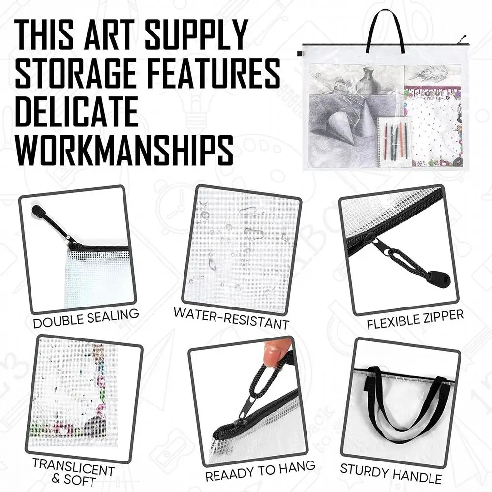

NEW Durable Art Portfolio Bag Waterproof Large Capacity Poster Storage Bag PVC Drawing Portfolio Case Student