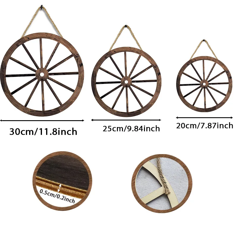 Wall Decoration Wall Hanging European American Home Decoration Retro Wooden Wheel Pendant Western Wooden Wheeler Wall Decoration