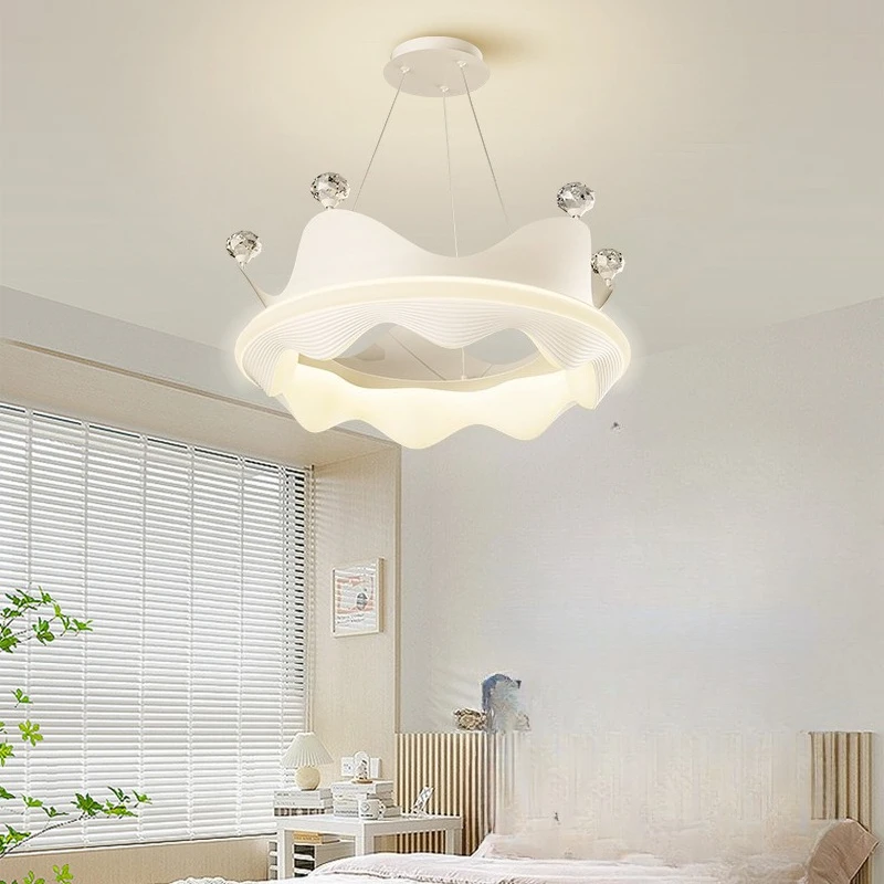 

Iron Crown Pendant Lamps Cream Style Eye Protection Children Bedroom Study Kitchen Dining Living Room Indoor Lighting Chandelier