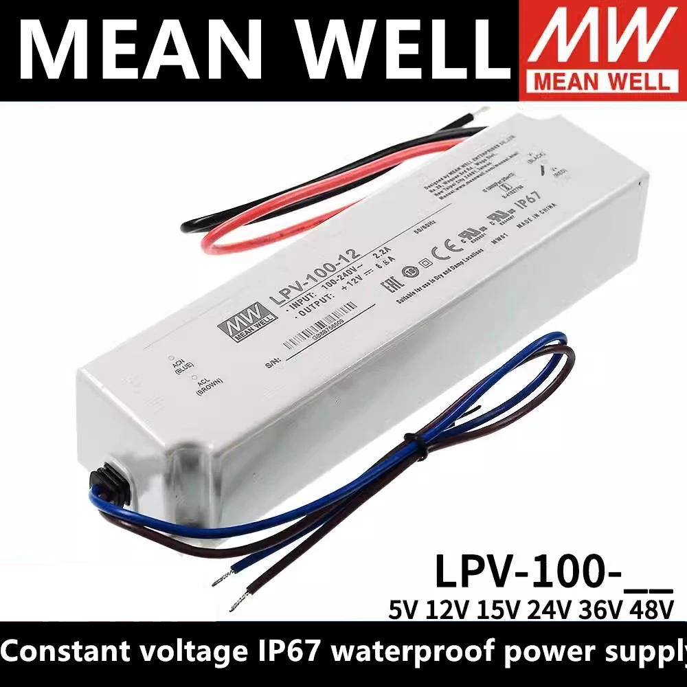 

Taiwan MEAN WELL LPV-100-5 LPV-100-12 LPV-100-24 LPV-100-36 LPV-100-48 Constant voltage IP67 waterproof Switching power supply