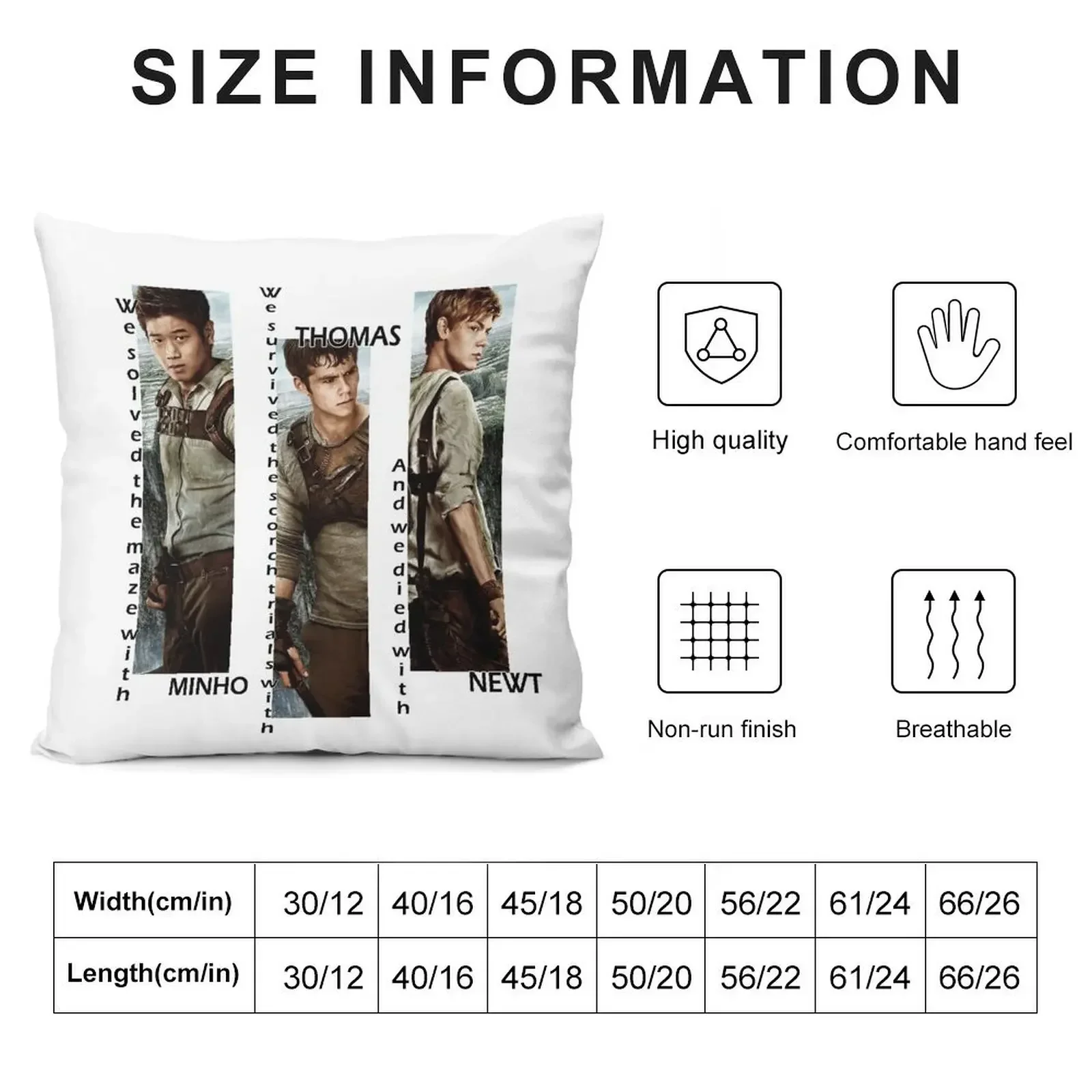 Maze Runner - Minho, Thomas, Newt Throw Pillow Room decorating items Embroidered Cushion Cover pillow