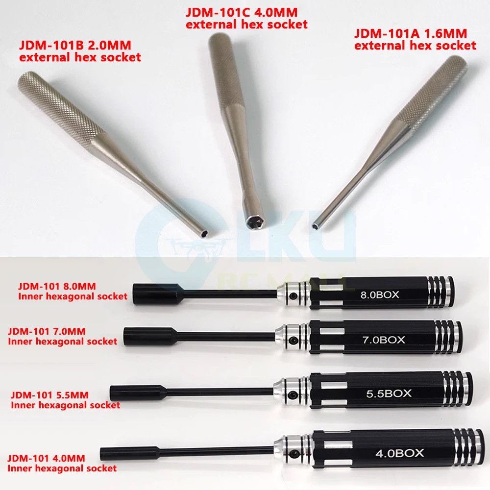JDMODEL JDM-101 Metal Socket Tool External Hexagonal Socket Internal and Hexagonal Screwdriver Universal RC Model Toy Parts