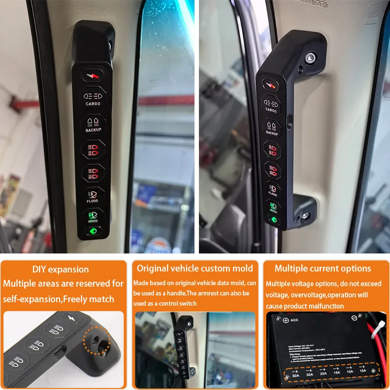 For Pajero V93/V97 A-pillar handle extension with wireless remote control six-way spotlight switch modification armrest