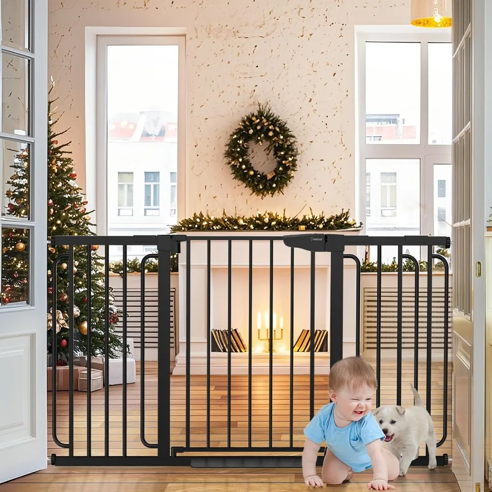 

Extra Wide Baby Gate for Stairs Pressure Mounted Walk Through Safety Gate for Toddlers Kids and Pets Tall Dog Gate for