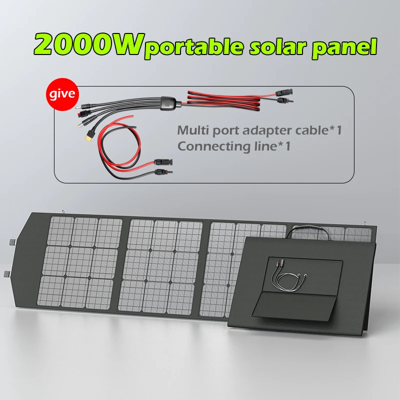 4 vezes dobrável painel solar 2000w, com saída de 5v/12v/18v cabo, adequado para rv ao ar livre/militar camping fonte de alimentação