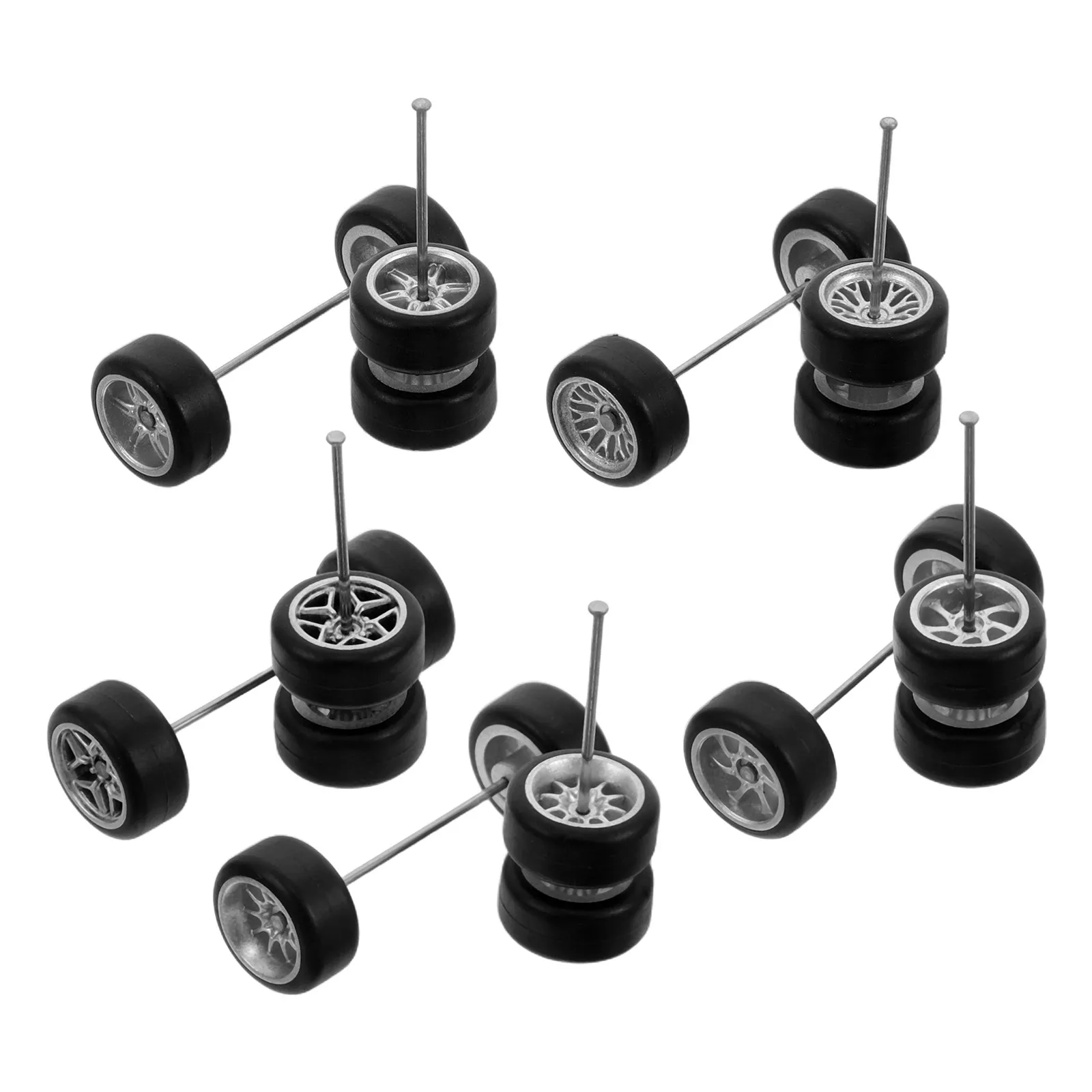 

5Pair Alloy Car Wheels Rubber Tires Replacement for Rc Vehicle Mini Car Wheel Hub Axles DIY Parts Wheels for Toy Vehicles