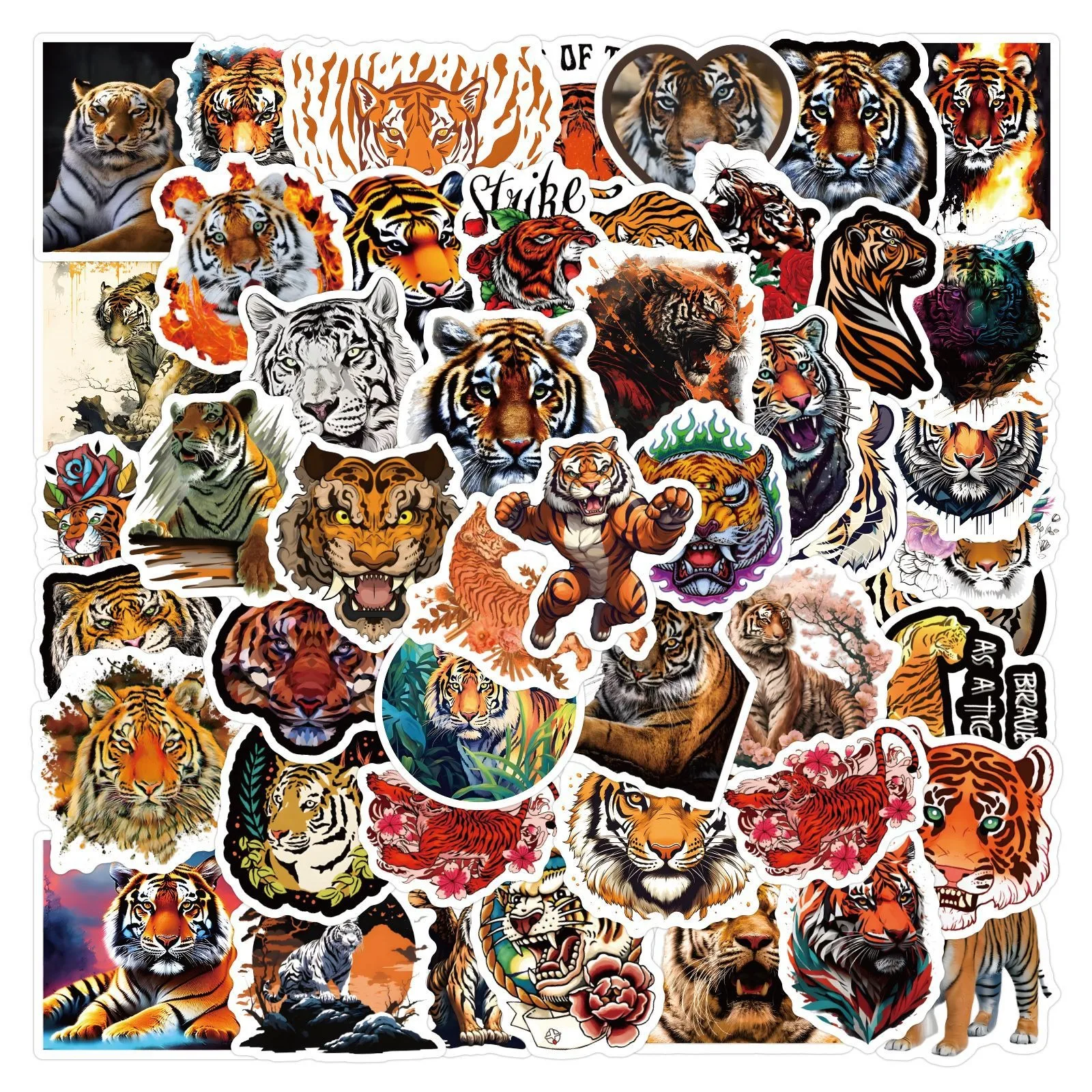 10/30/60pcs Aesthetic Cartoon Tiger Stickers Graffiti Animal for DIY Phone Laptop Guitar Suitcase Skateboard Motorcycle Helmet