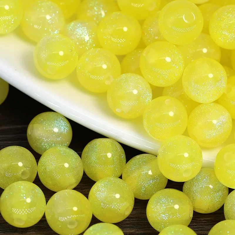 Shiny Starry Round Glossy 8mm 10mm Resin Plastic Loose Beads For Jewelry Making DIY Bracelet Findings