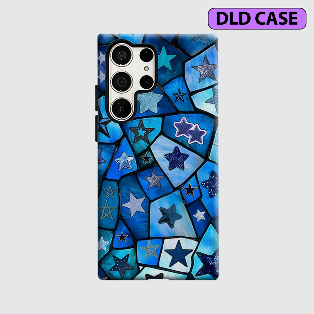 Stained Glass Stars Phone Case for Samsung Galaxy S26 S25 Ultra S24 S23 Ultra Plus Shockproof Double Layer Tough Back Cover