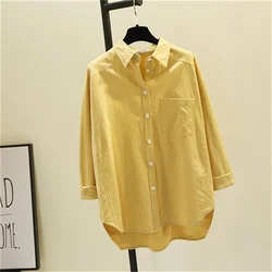 Cotton Long Sleeve Shirts And Blouses Solid Color Fine Elegant Blouses For Women Korean Style Clothes Women 2024 Summer 블라우스