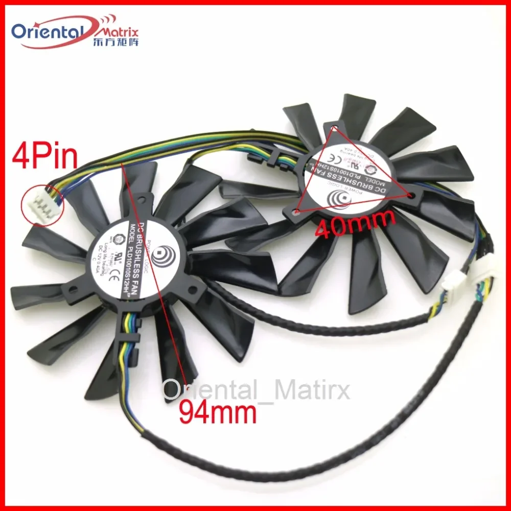 Free Shipping 2pcs/lot PLD10010S12HH 95mm 12V 0.35A VGA Fan For MSI GTX770 R9-280X R9-270X R7-260X GTX780 Graphics Card Fan