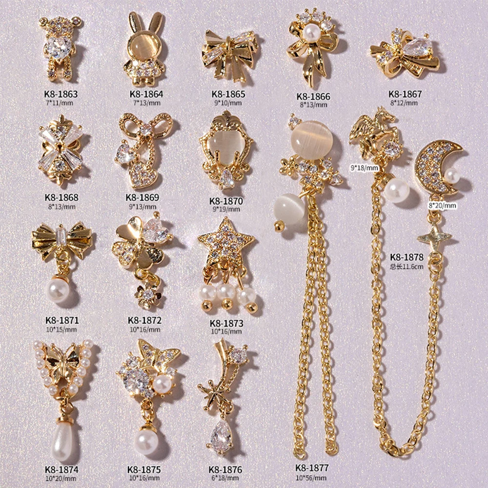 3D เงาหมีโอปอล Charms โลหะเพทายคริสตัลจี้เล็บเครื่องประดับตกแต่งเล็บเล็บ Rhinestones