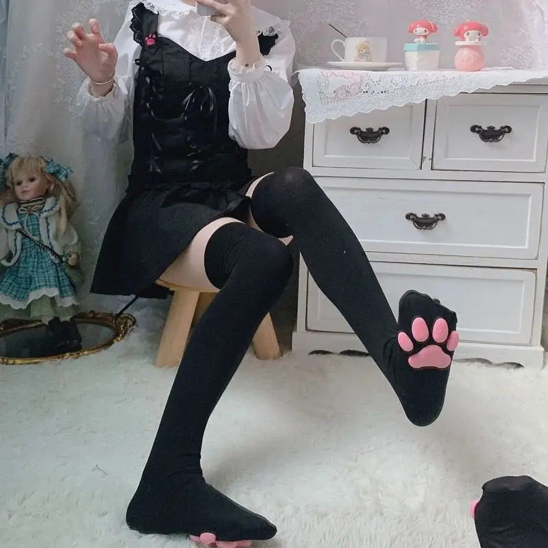 3D Cat Claw Long Socks Girls Stockings Sexy Kawaii Socks Thigh High Stockings Women Lolita Socks Claw Pad Cosplay Socks