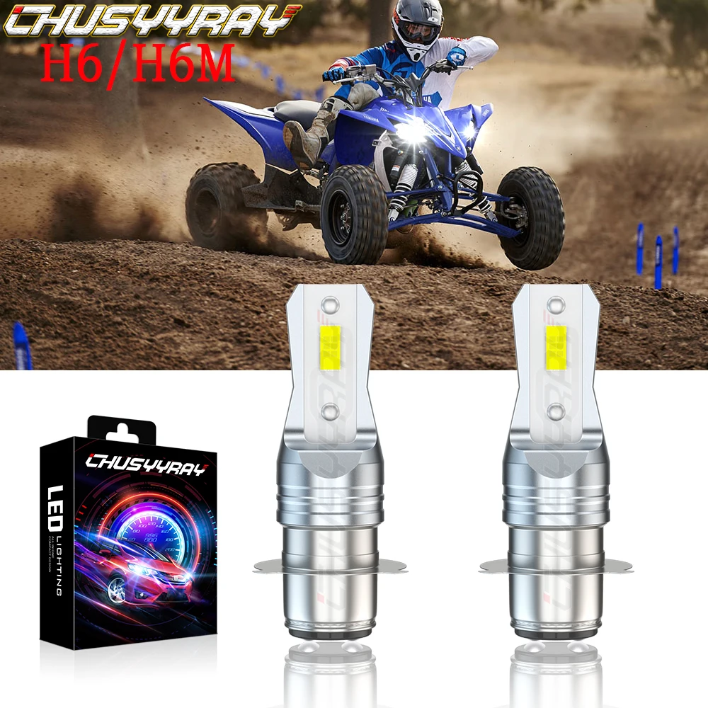 

CHUSYYRAY 2pcs H6 Headlight Bulb White Headlamp LED Motorcycle Headlight Bulb Compatible For Yamaha Yfz450 Yfz450r Led 2004-2021