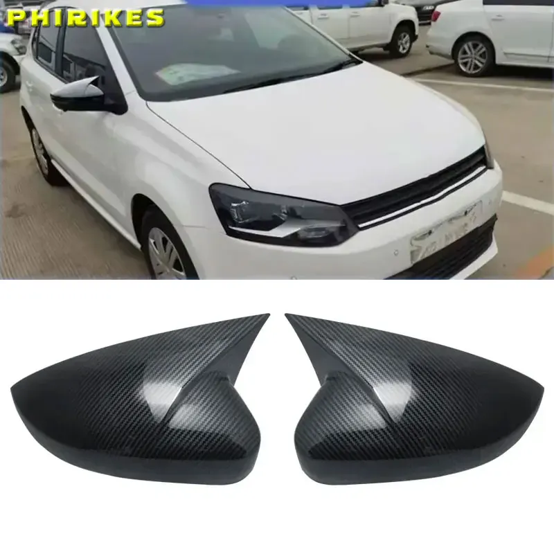 

2 Pieces with Indicator ABS Side Rear View Mirror Cover Caps Shell Trim Black For Volkswagen VW Polo MK5 6C
