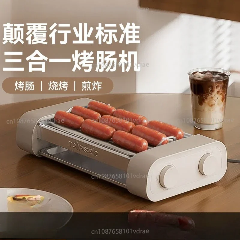 Multi-Function Sausage Grill Home Use Compact Mini Dormitory Fully Automatic Hot Dog Maker Three-in-One