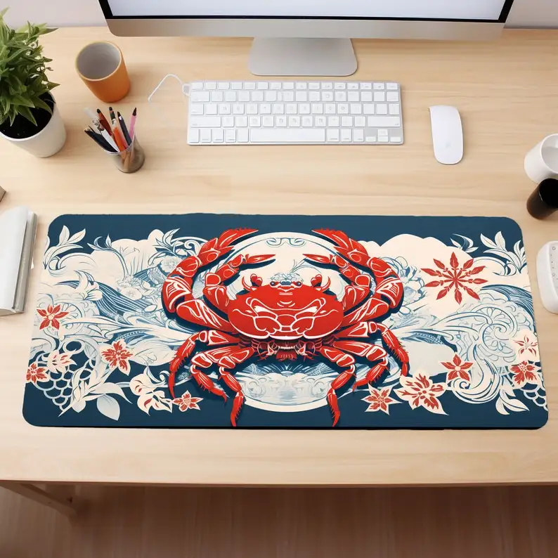 

Crab-themed Aesthetic Deskmat,non-slip and Waterproof Mousepad,office and Gaming Desk Decorative Mat,the Perfect Gift for Friend