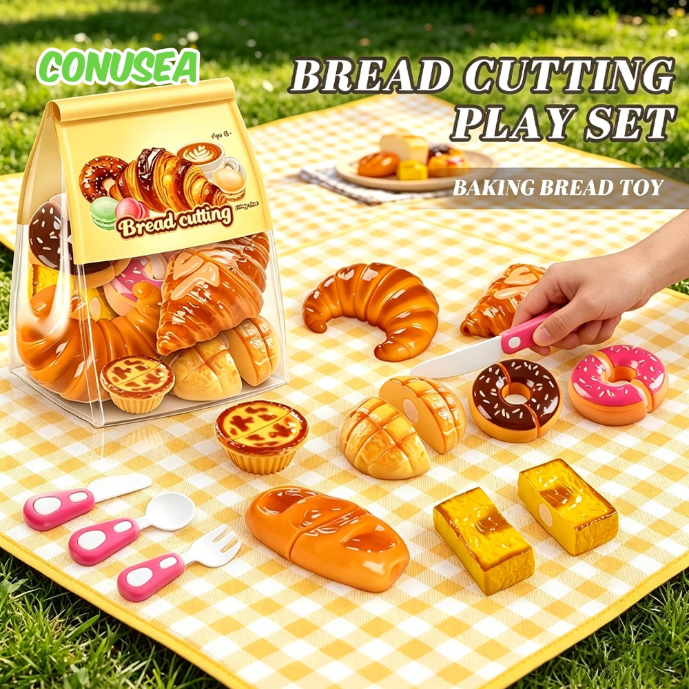 

Miniature Food Girls' Toys Kitchen Play Set Simulation Toy Cutting Bread Cake Cutter for Pretend Role Play Foods Children Kid
