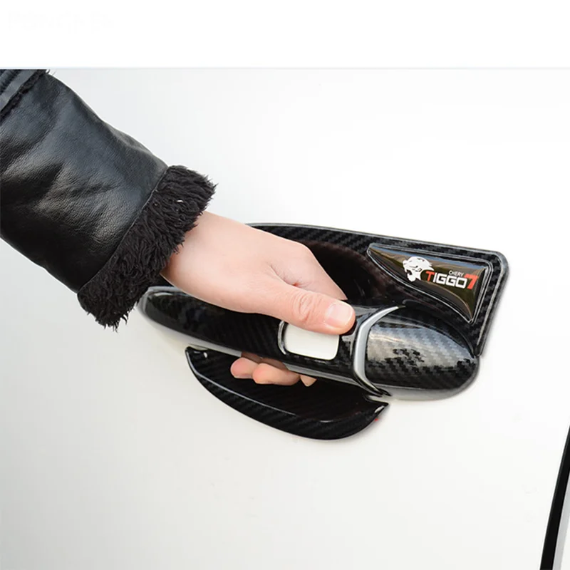 

New Door Bowl Handle Stickers for Chery Tiggo 7 Pro 2020-2025 Door Handle Protective Film Carbon Fiber Texture Automobile Suppl