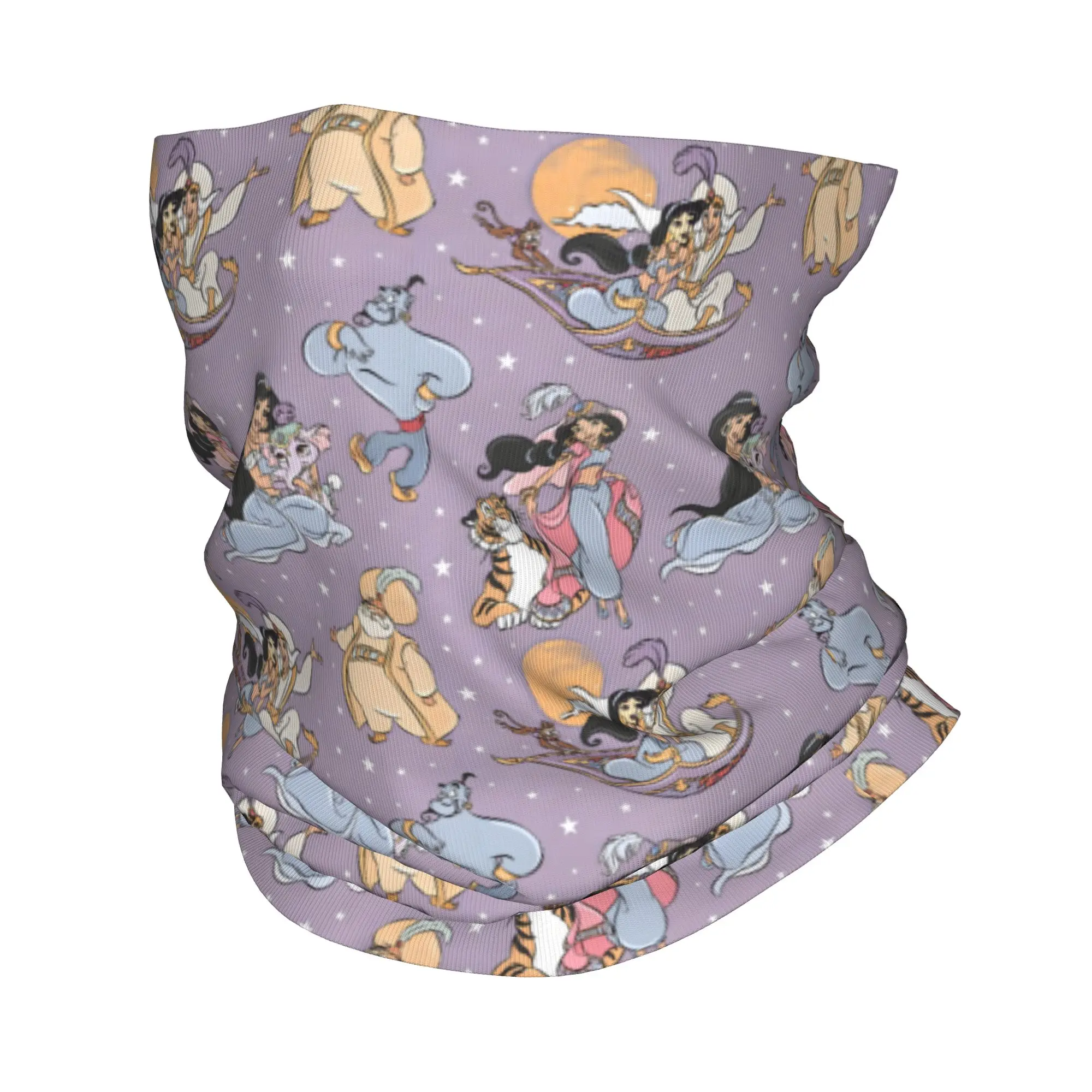 

Custom Cartoon A-Aladdin Anime Neck Gaiter Men Women UV Protection Winter J-Jasmine Bandana Scarf for Ski