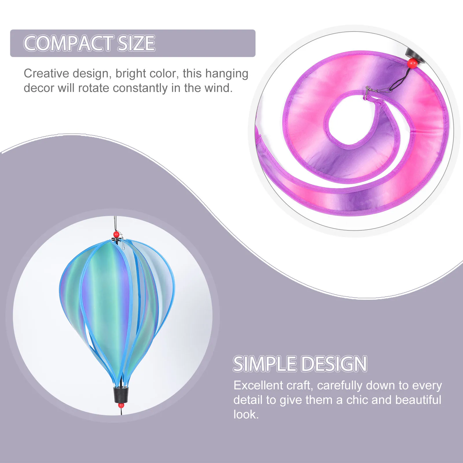 

3pcs Hot Balloon Windmill Decor Bright Color Garden Outdoor Wind Spinners Decoration Hanging Spinners Spiral Yard Art