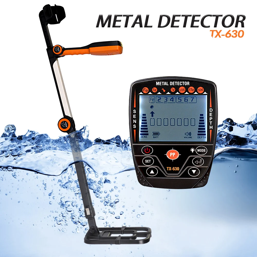 Folding Metal Detector TX630, High Accuracy Waterproof Search Coil, Collapsible, Lightweight, Big LCD Screen