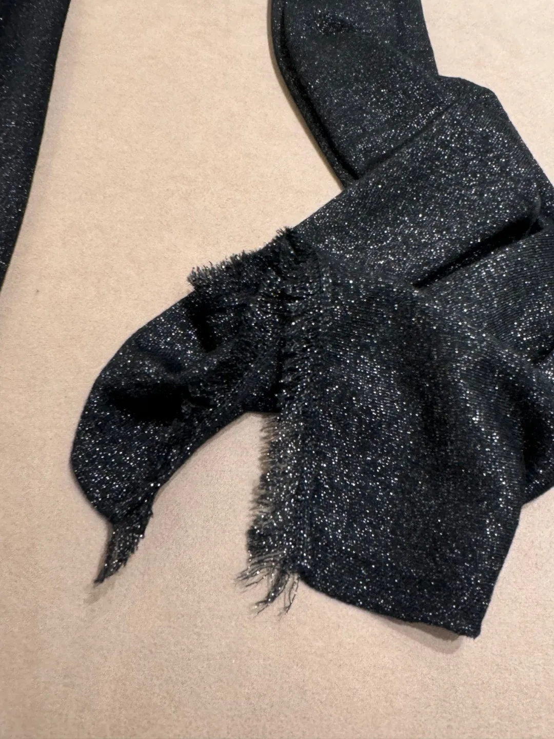 Ultra-thin wool scarf with tassels and shiny silk