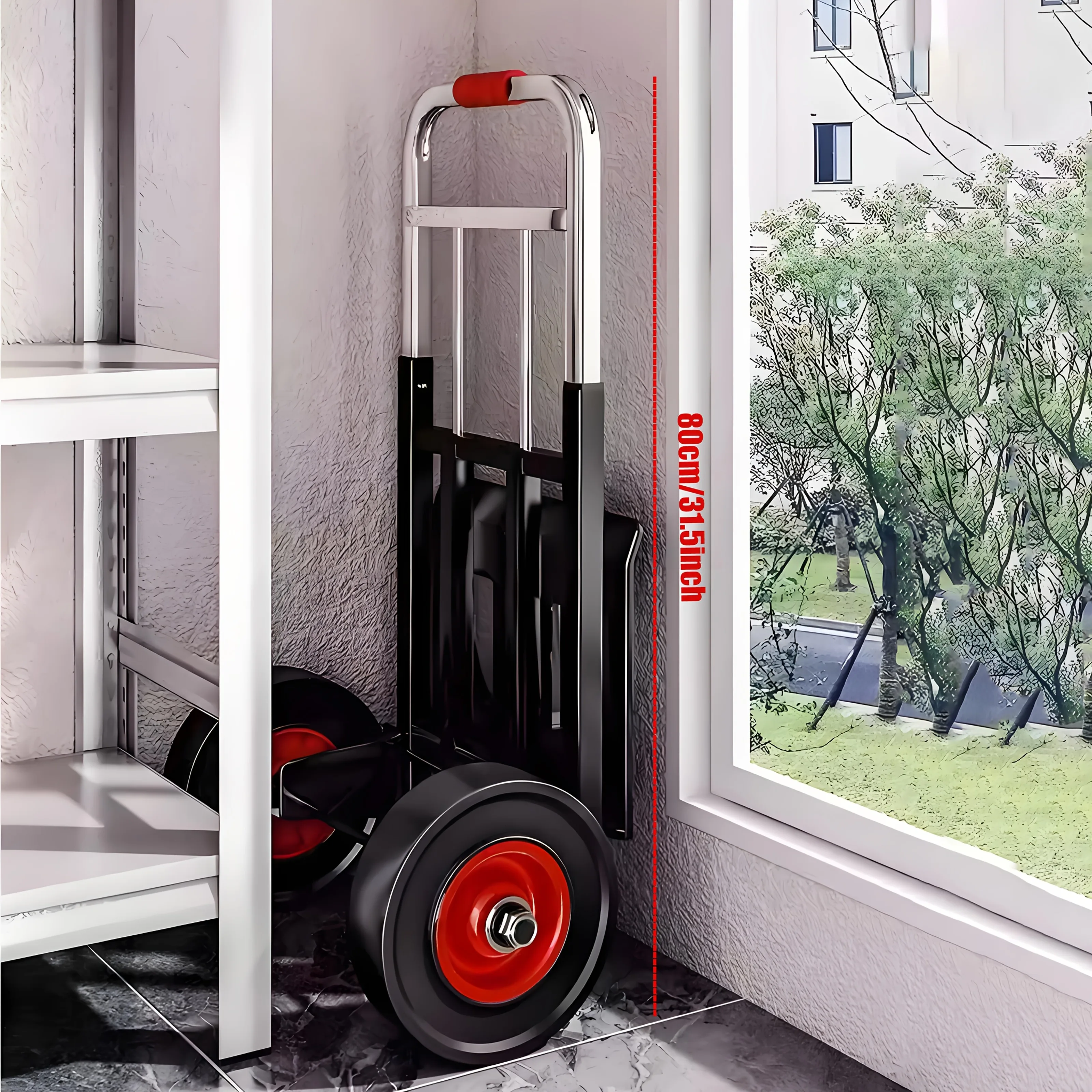 

Складная ручная тележка для тяжелых условий эксплуатации — алюминиевая рама и вездеходные колеса для хранения в гараже