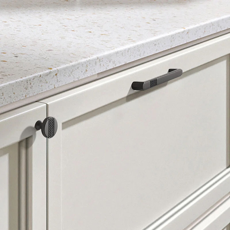 Nordic Pearl Grey Cabinet Pulls Zinc Alloy Drawer Knobs Modern Long Bar Pull Handles For Cupboard Wardrobe Furniture Hardware