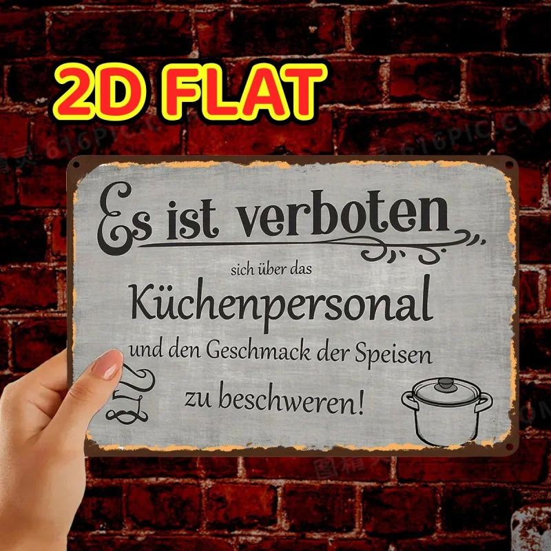 Two-dimensional plane，1Pieces，Vintage Kitchen Employee Prohibition Sign Metal Tin Plate