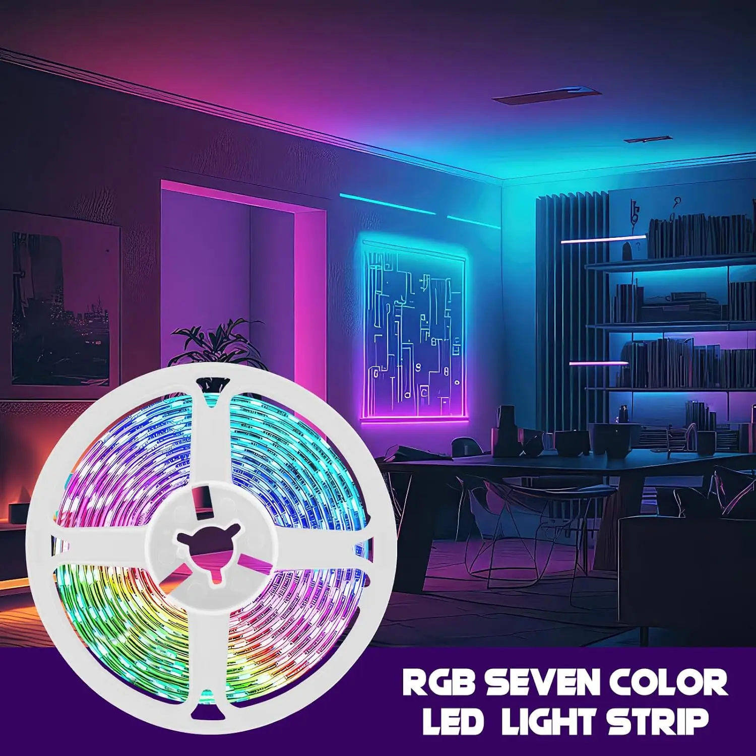 Smart LED Lights For Bedroom, BT LED Lights APP Control, DIY Multiple Colors On One Line, Color Changing LED Lights Music Sync F