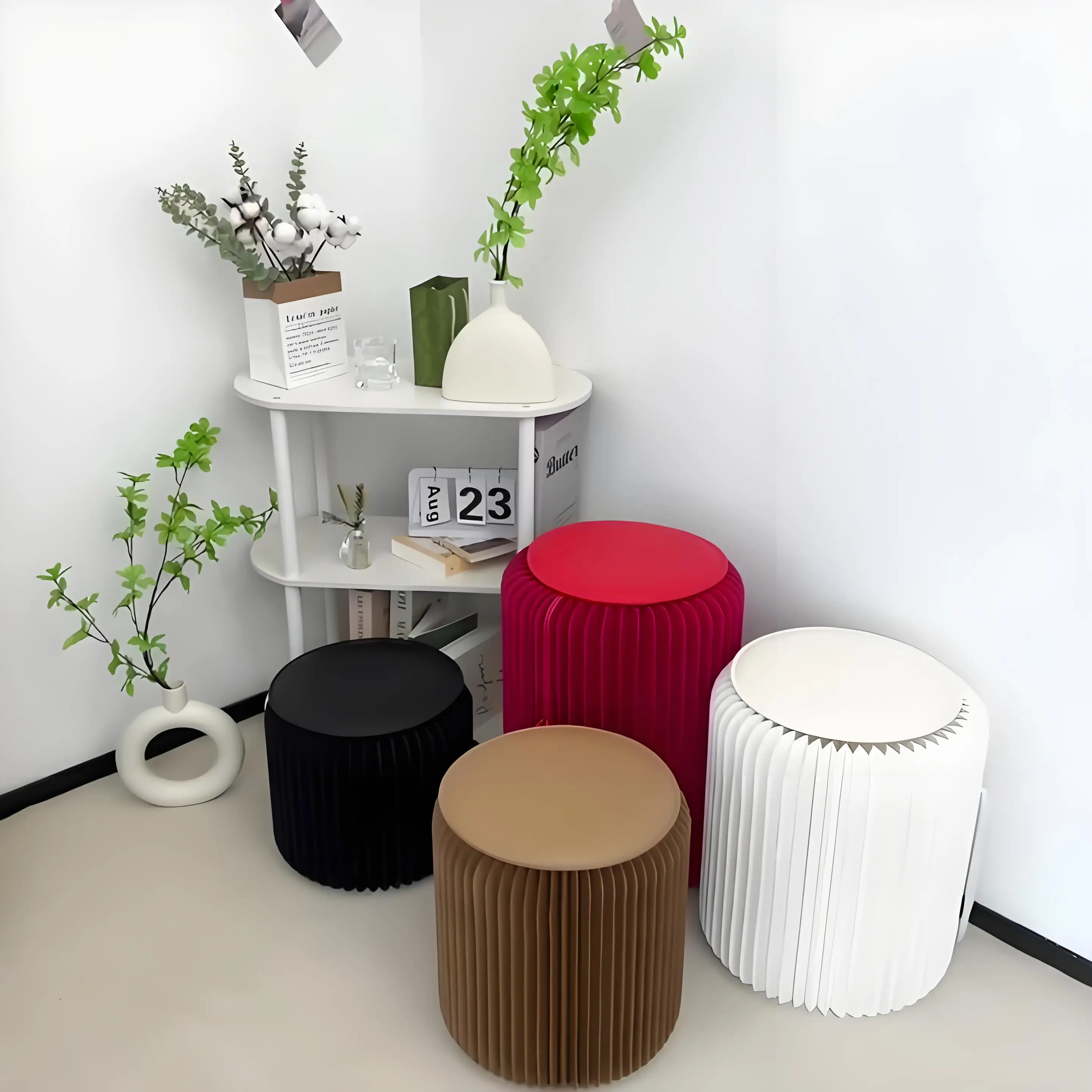 

Прочный круглый бумажный табурет-столик: модный дизайн, складной, регулируемый – для школ, гостиных, столовых, отелей