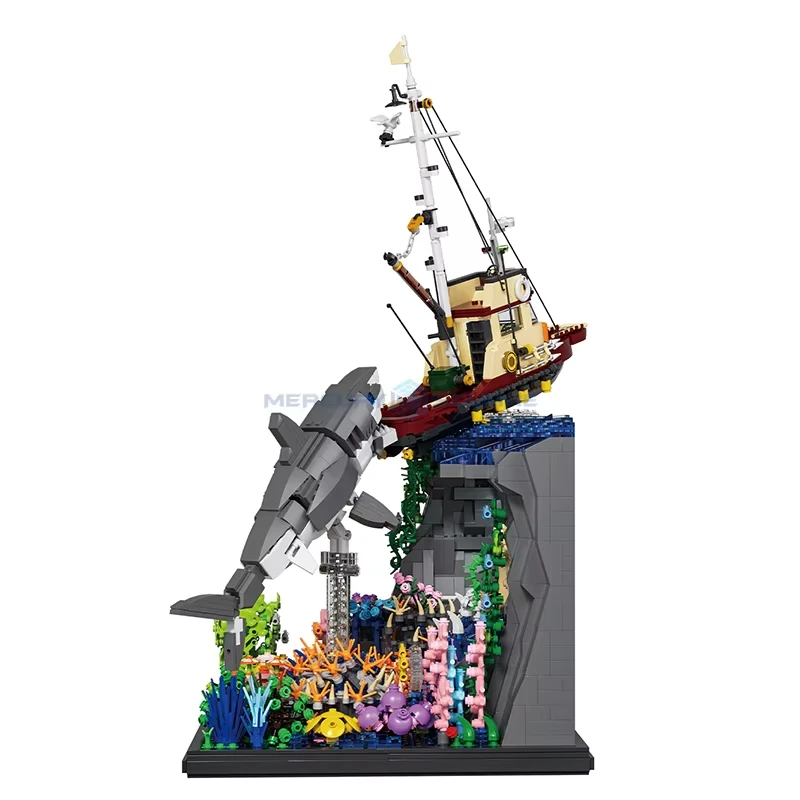 Great White Shark Brick Building Blocks Realistic Ocean Predator NO.66067 Model Collectors Ideas Toy Ornament Gift Kid Aldult